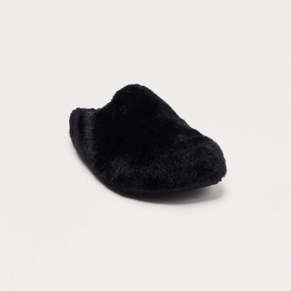 Cozy Black Faux Fur Flats